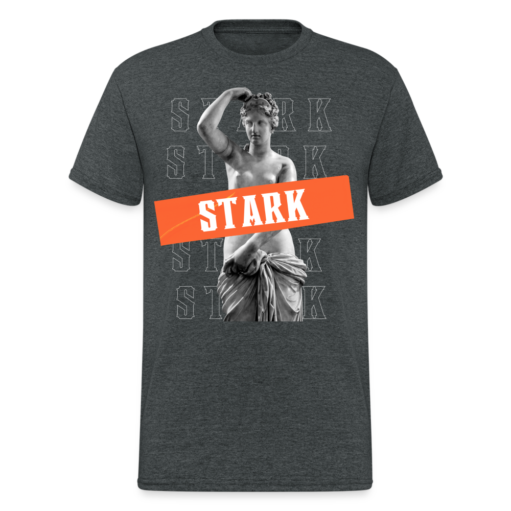 Fashion Herren Gildan Heavy T-Shirt Rundhals Unisex Streetwear - Dunkelgrau meliert