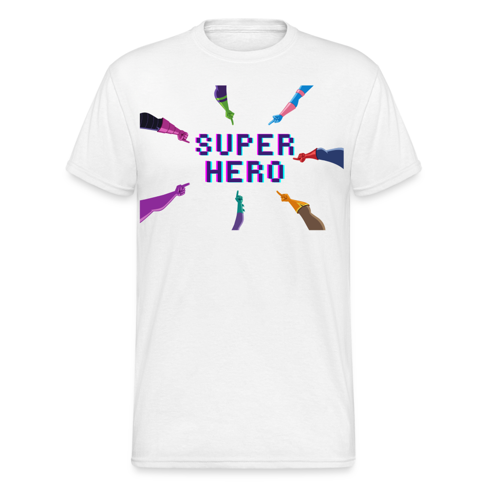 Fashion Herren Gildan Heavy T-Shirt Rundhals Unisex Streetwear - weiß