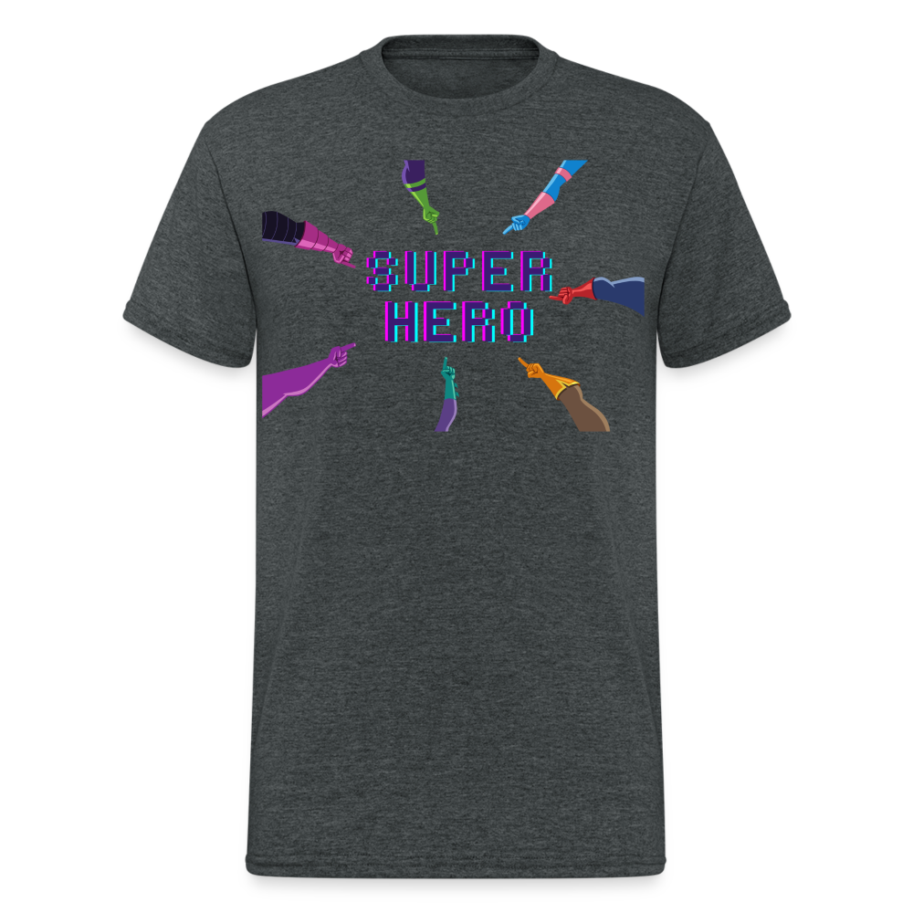 Fashion Herren Gildan Heavy T-Shirt Rundhals Unisex Streetwear - Dunkelgrau meliert