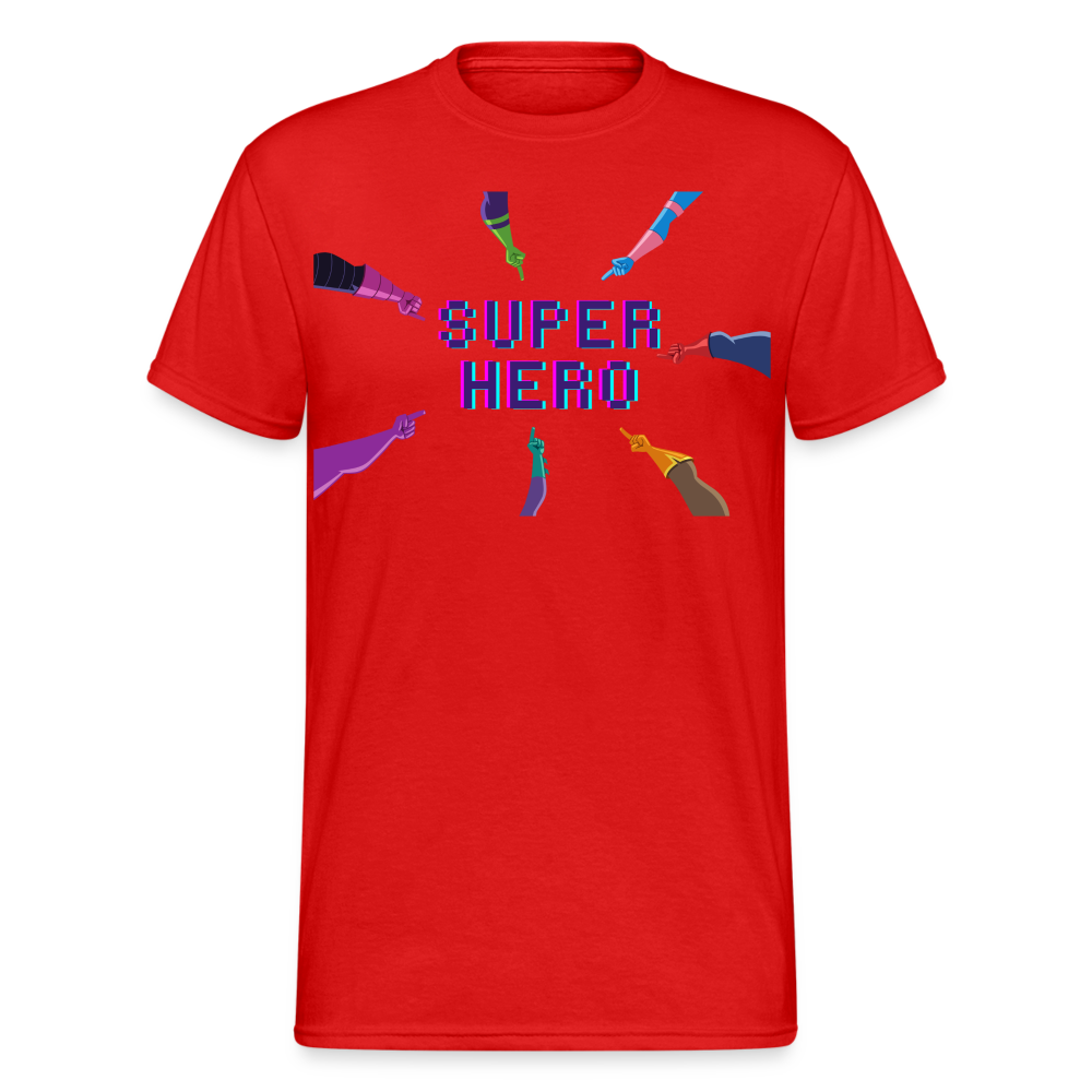 Fashion Herren Gildan Heavy T-Shirt Rundhals Unisex Streetwear - Rot
