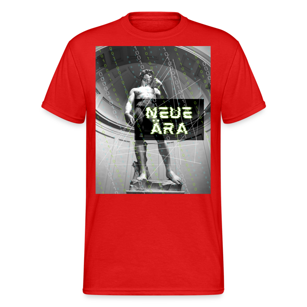 Fashion Herren Gildan Heavy T-Shirt Rundhals Unisex Streetwear - Rot