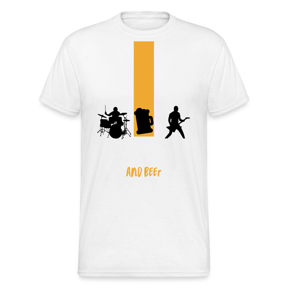 Fashion Herren Gildan Heavy T-Shirt Rundhals Unisex Streetwear - weiß