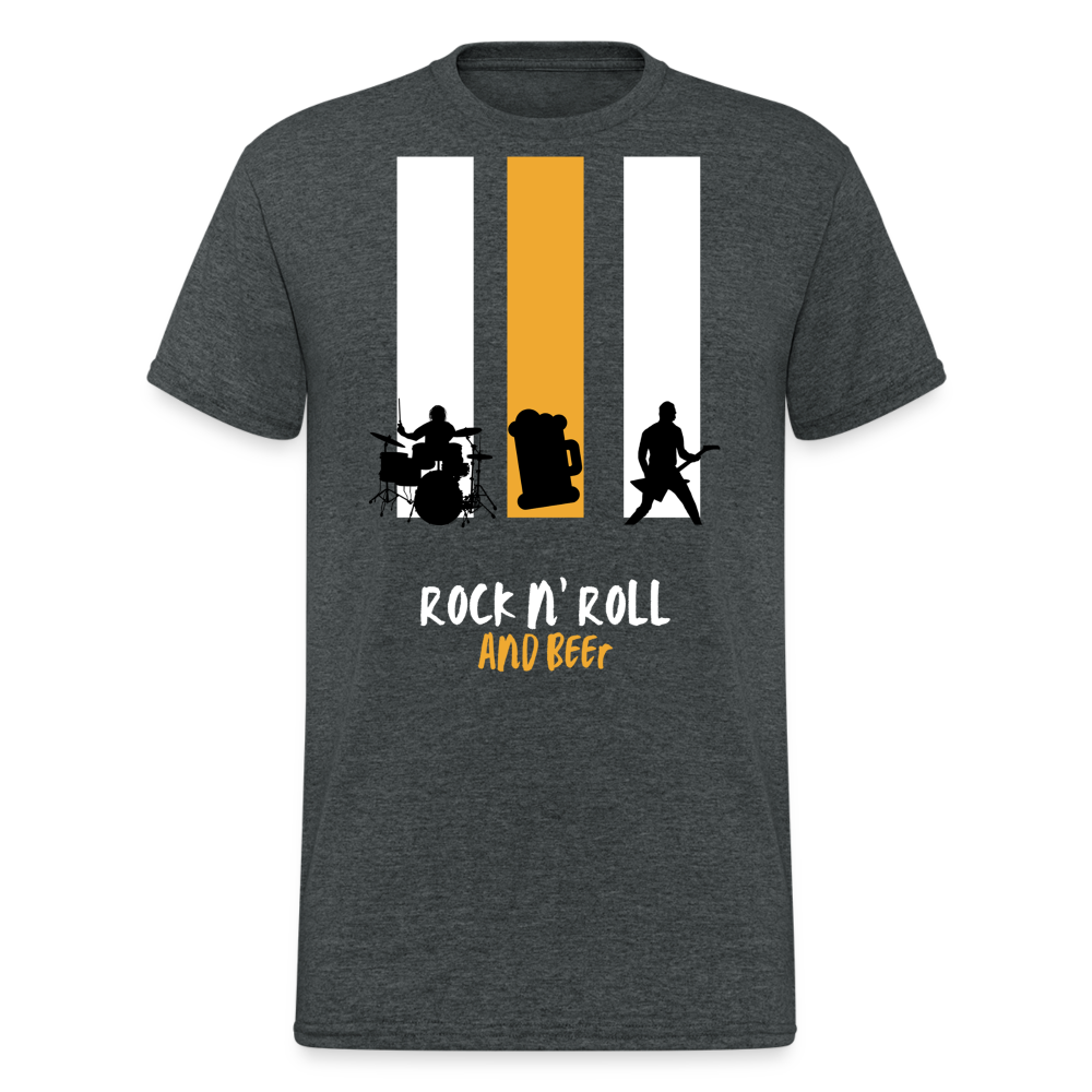Fashion Herren Gildan Heavy T-Shirt Rundhals Unisex Streetwear - Dunkelgrau meliert