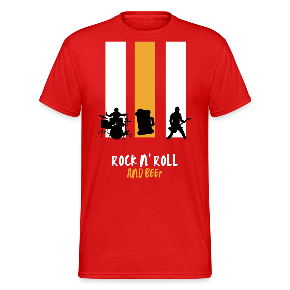 Fashion Herren Gildan Heavy T-Shirt Rundhals Unisex Streetwear - Rot