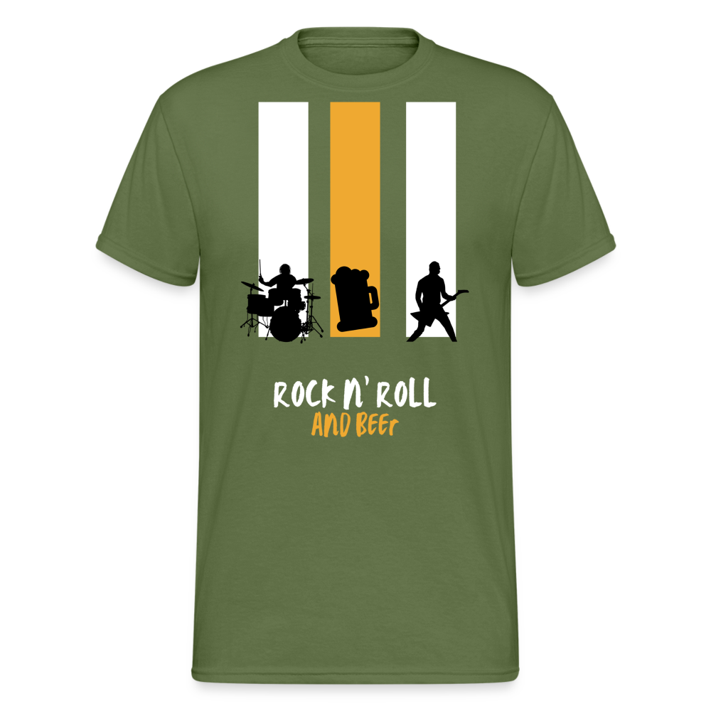 Fashion Herren Gildan Heavy T-Shirt Rundhals Unisex Streetwear - Militärgrün