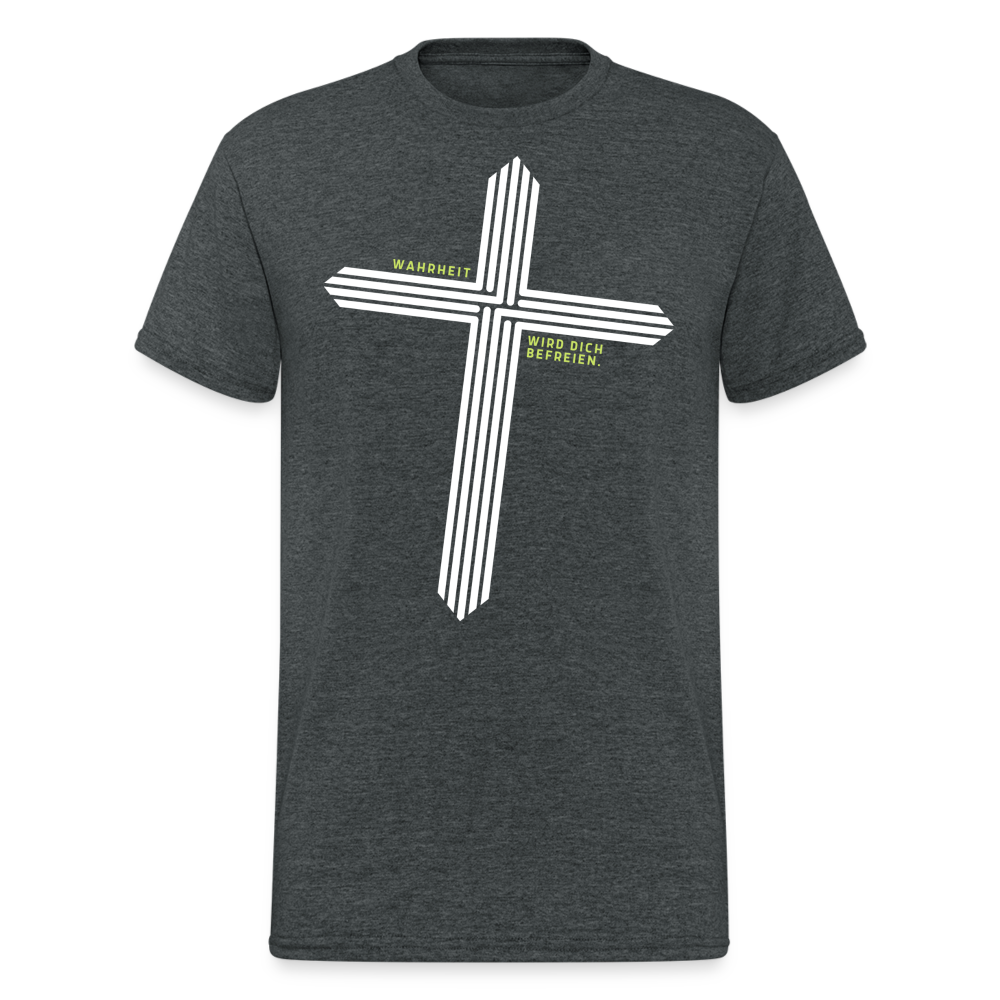Fashion Herren Gildan Heavy T-Shirt Rundhals Unisex Streetwear - Dunkelgrau meliert