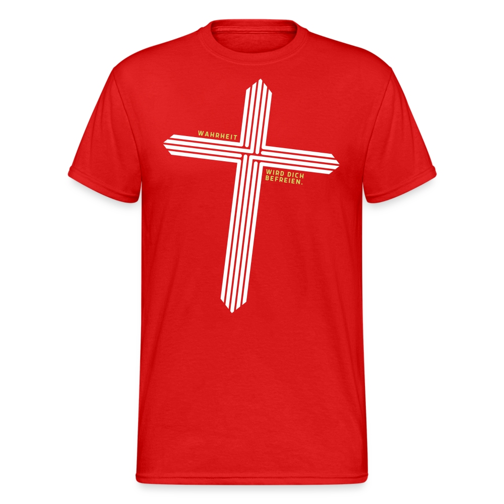 Fashion Herren Gildan Heavy T-Shirt Rundhals Unisex Streetwear - Rot
