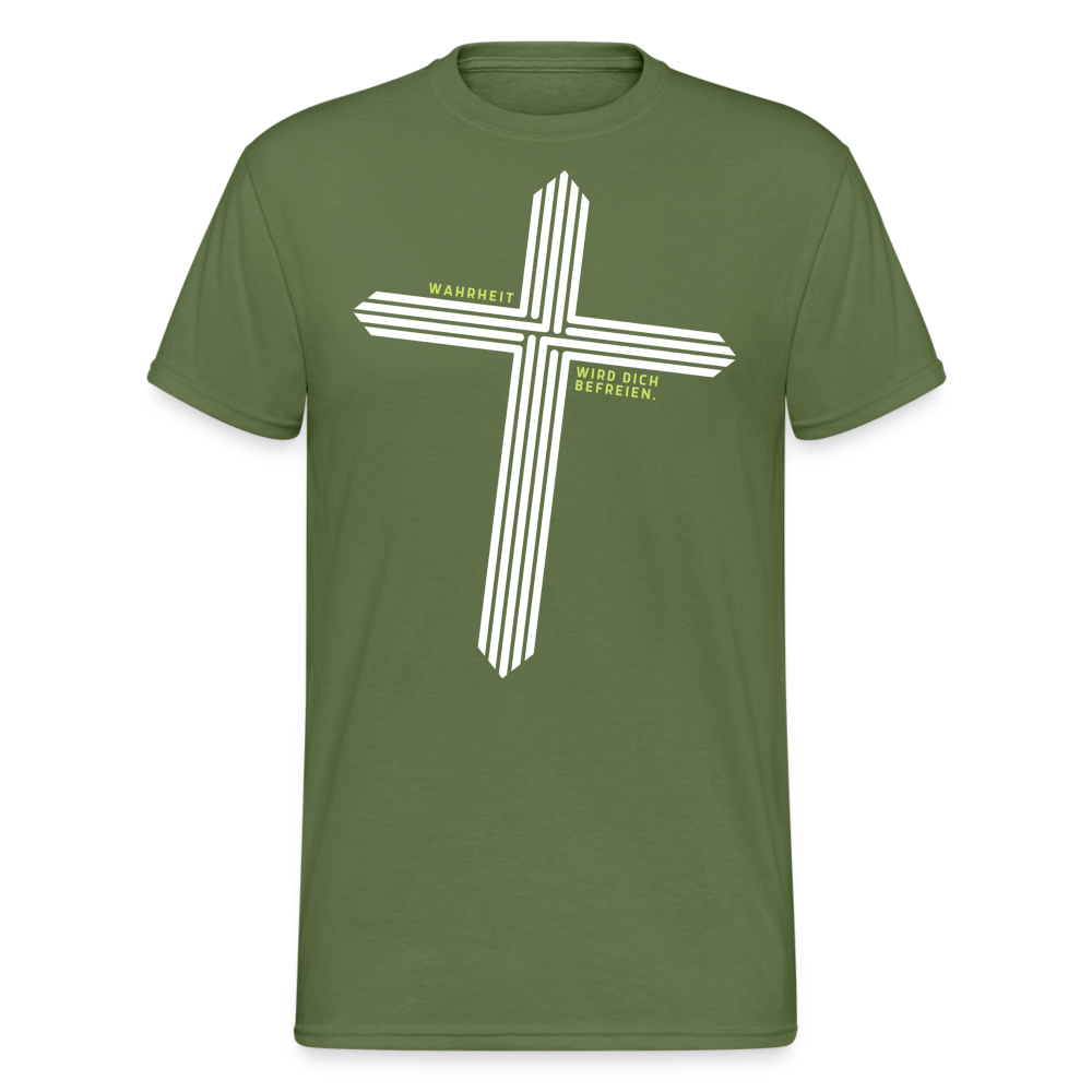 Fashion Herren Gildan Heavy T-Shirt Rundhals Unisex Streetwear - Militärgrün