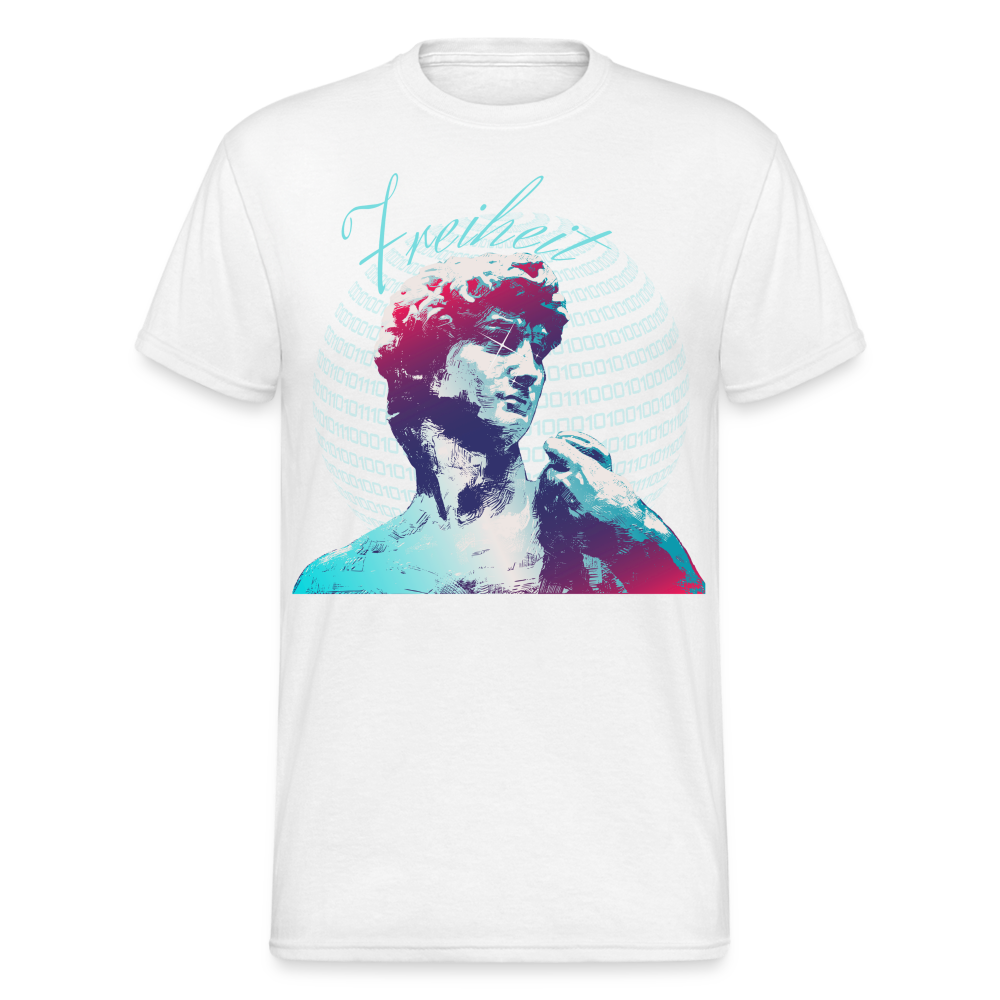 Fashion Herren Gildan Heavy T-Shirt Rundhals Unisex Streetwear - weiß