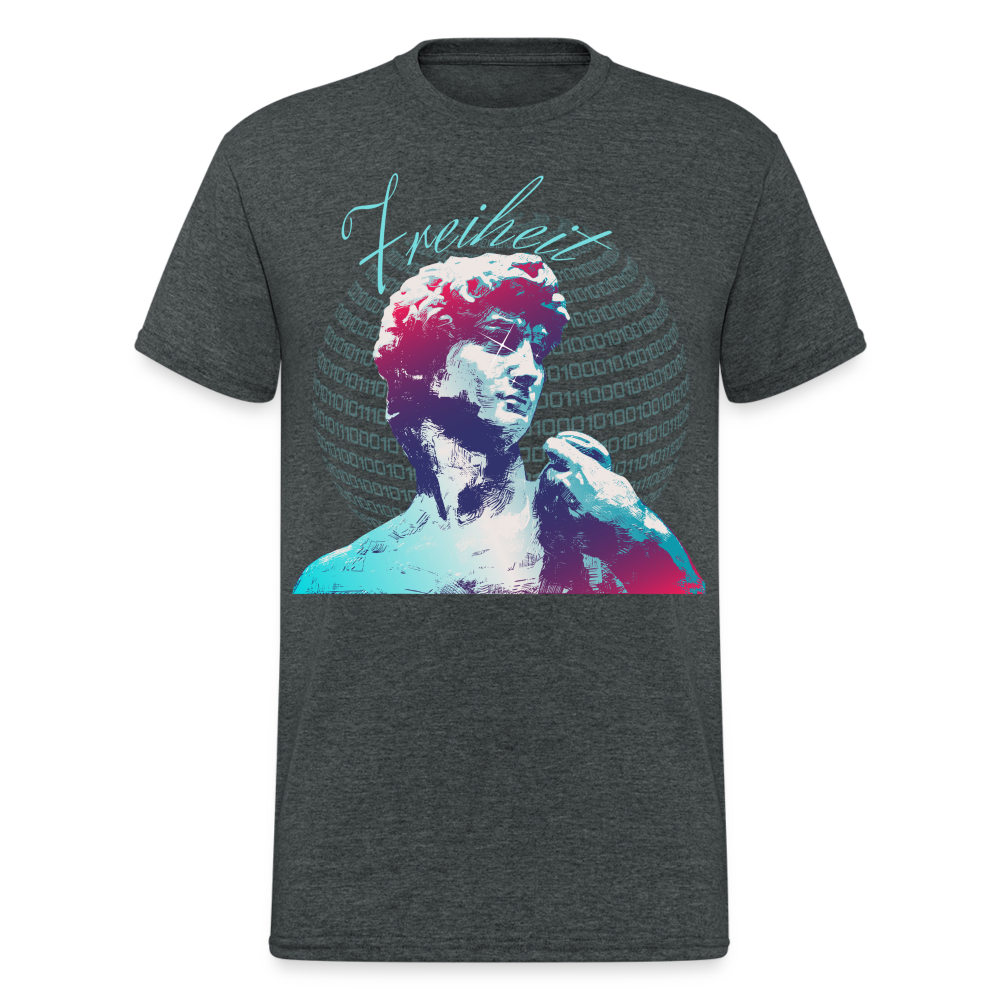 Fashion Herren Gildan Heavy T-Shirt Rundhals Unisex Streetwear - Dunkelgrau meliert