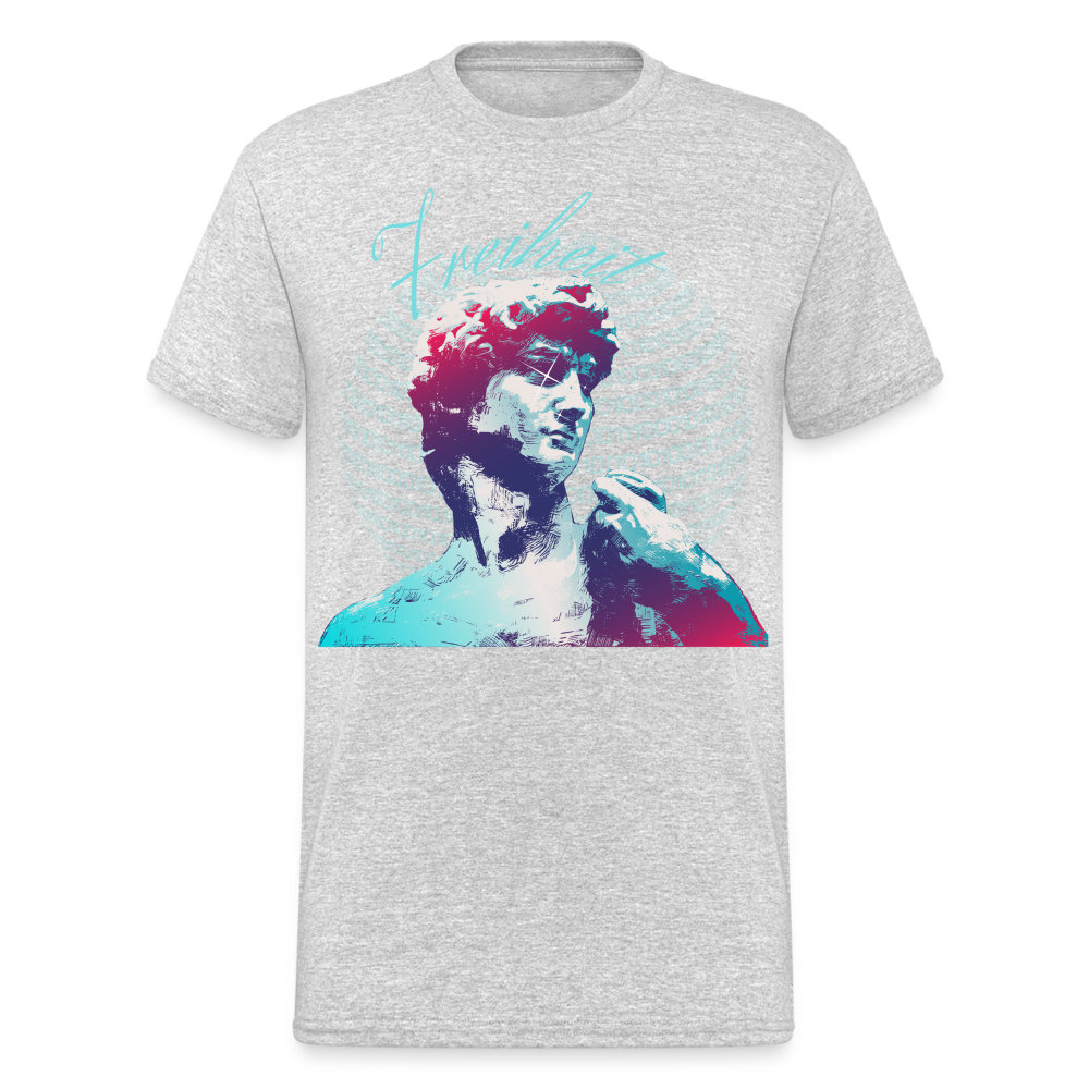Fashion Herren Gildan Heavy T-Shirt Rundhals Unisex Streetwear - Grau meliert