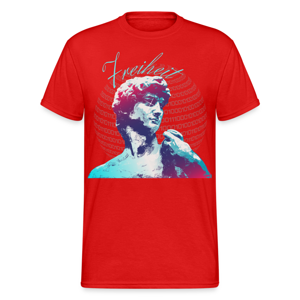 Fashion Herren Gildan Heavy T-Shirt Rundhals Unisex Streetwear - Rot