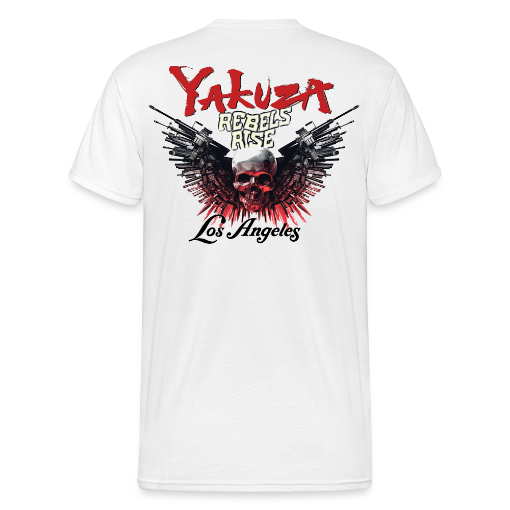 Herren Yakuza T-Shirt Rundhals Unisex Streetwear Gildan 100% Baumwolle - weiß