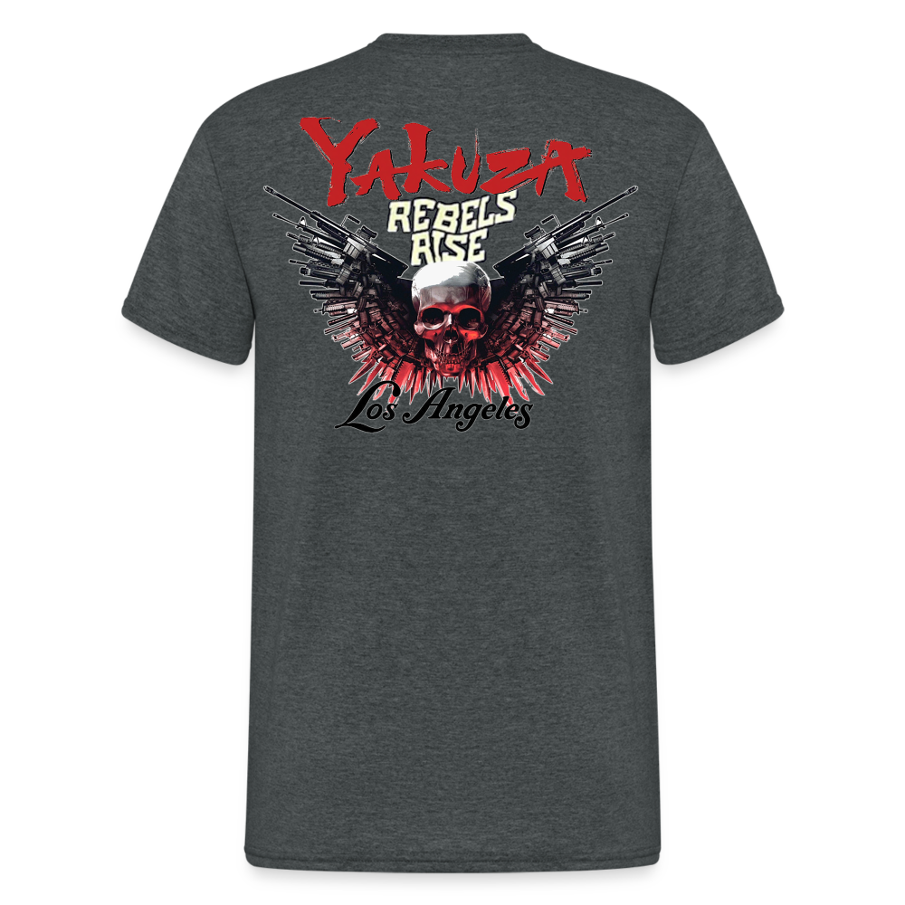 Herren Yakuza T-Shirt Rundhals Unisex Streetwear Gildan 100% Baumwolle - Dunkelgrau meliert