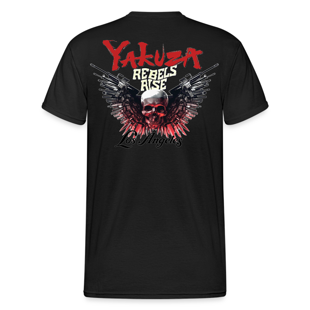 Herren Yakuza T-Shirt Rundhals Unisex Streetwear Gildan 100% Baumwolle - Schwarz