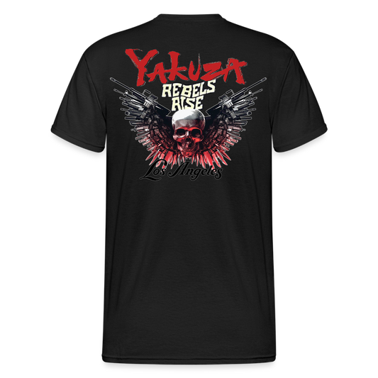 Herren Yakuza T-Shirt Rundhals Unisex Streetwear Gildan 100% Baumwolle - Schwarz
