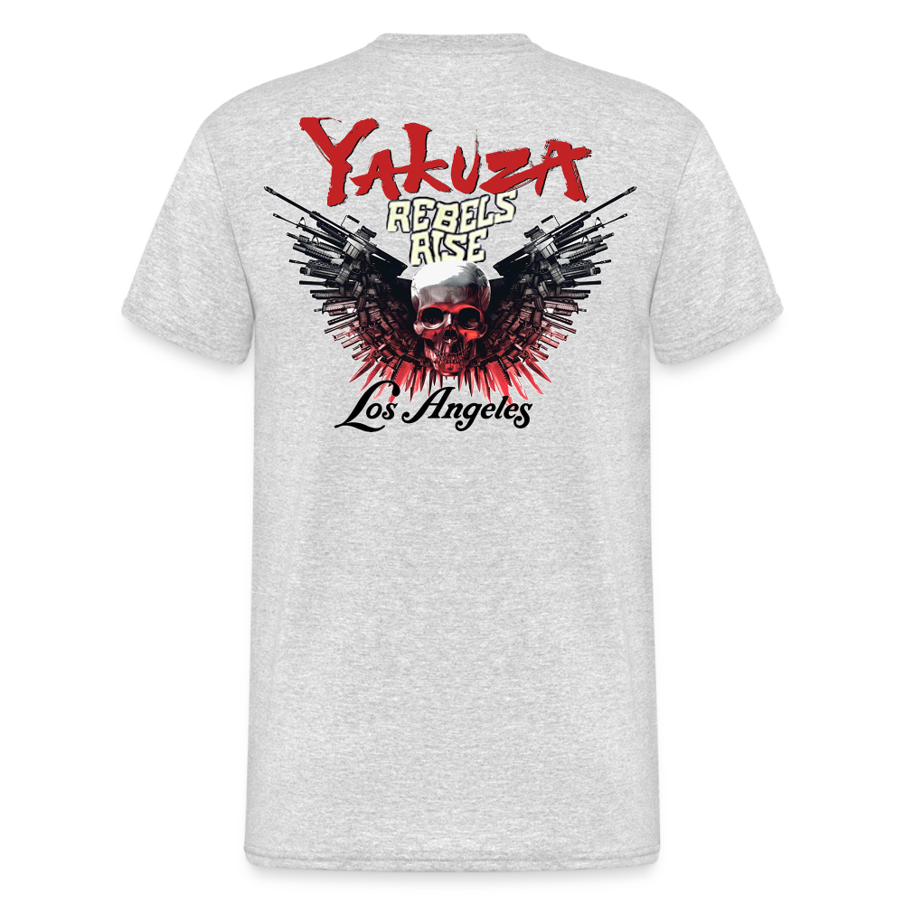 Herren Yakuza T-Shirt Rundhals Unisex Streetwear Gildan 100% Baumwolle - Grau meliert