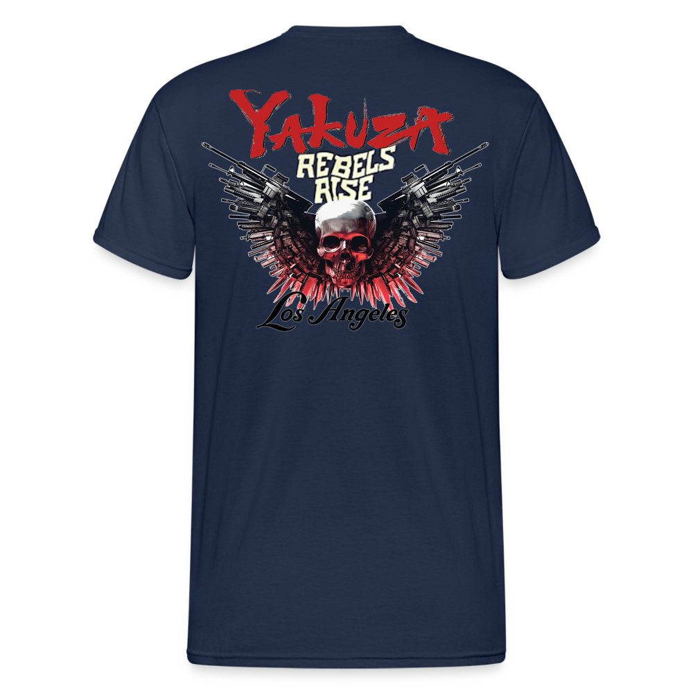 Herren Yakuza T-Shirt Rundhals Unisex Streetwear Gildan 100% Baumwolle - Navy