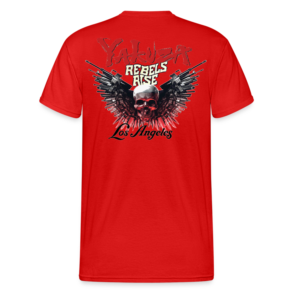 Herren Yakuza T-Shirt Rundhals Unisex Streetwear Gildan 100% Baumwolle - Rot
