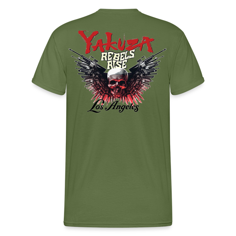 Herren Yakuza T-Shirt Rundhals Unisex Streetwear Gildan 100% Baumwolle - Militärgrün