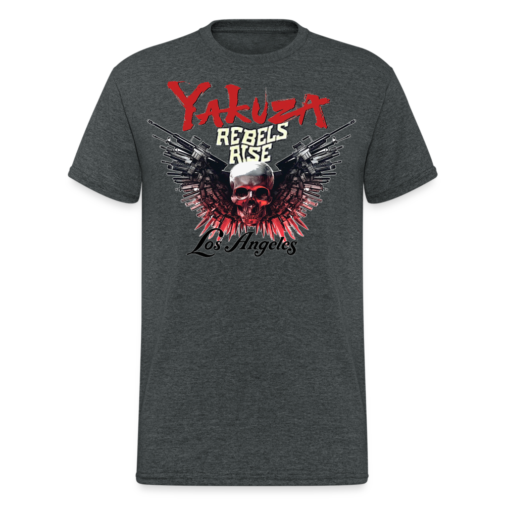 Herren Yakuza T-Shirt Rundhals Unisex Streetwear Gildan 100% Baumwolle - Dunkelgrau meliert