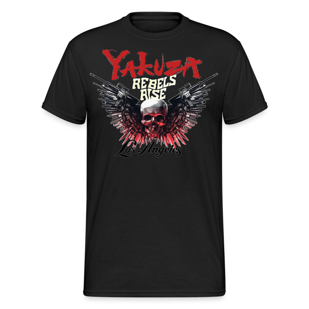 Herren Yakuza T-Shirt Rundhals Unisex Streetwear Gildan 100% Baumwolle - Schwarz