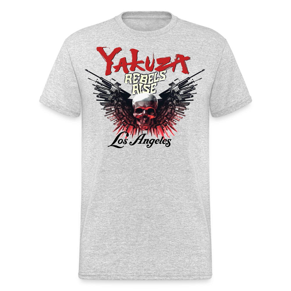 Herren Yakuza T-Shirt Rundhals Unisex Streetwear Gildan 100% Baumwolle - Grau meliert