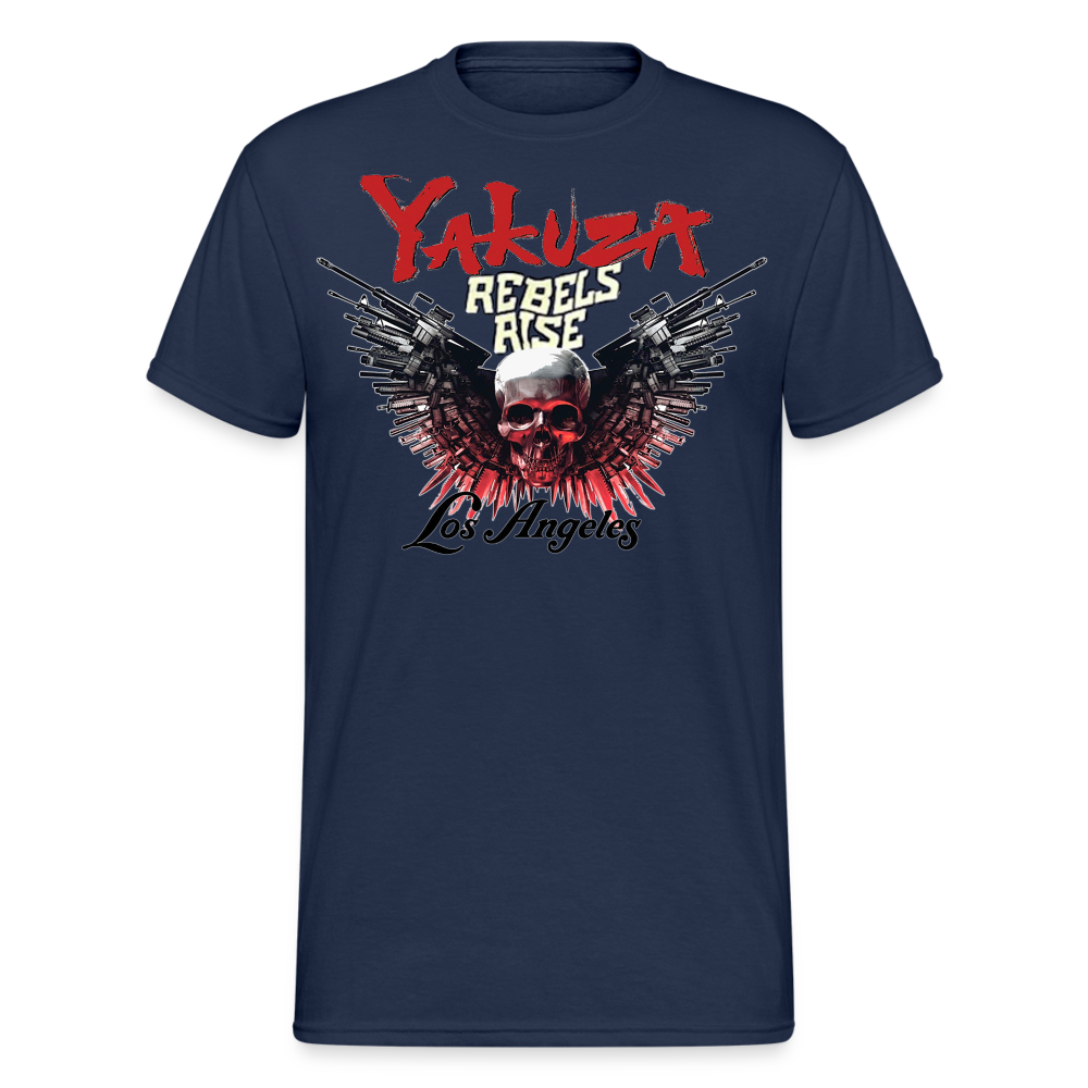 Herren Yakuza T-Shirt Rundhals Unisex Streetwear Gildan 100% Baumwolle - Navy
