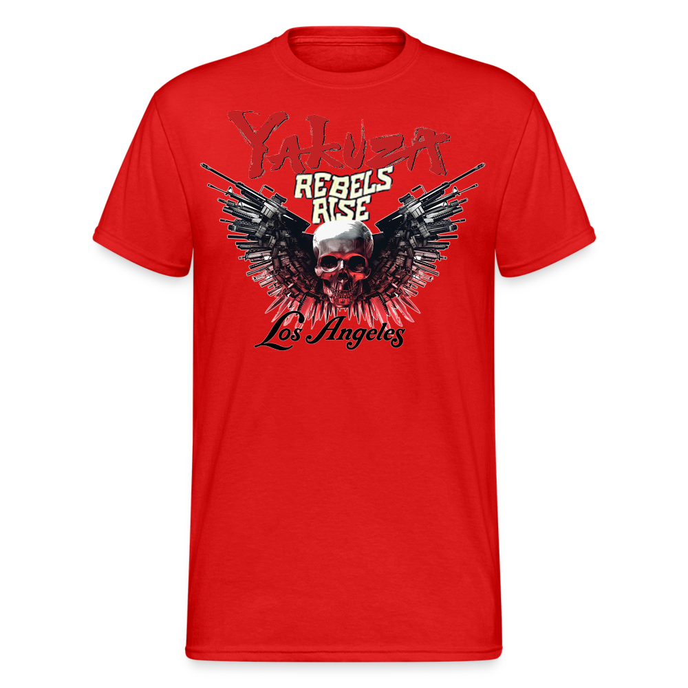 Herren Yakuza T-Shirt Rundhals Unisex Streetwear Gildan 100% Baumwolle - Rot