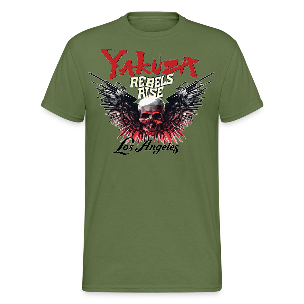 Herren Yakuza T-Shirt Rundhals Unisex Streetwear Gildan 100% Baumwolle - Militärgrün