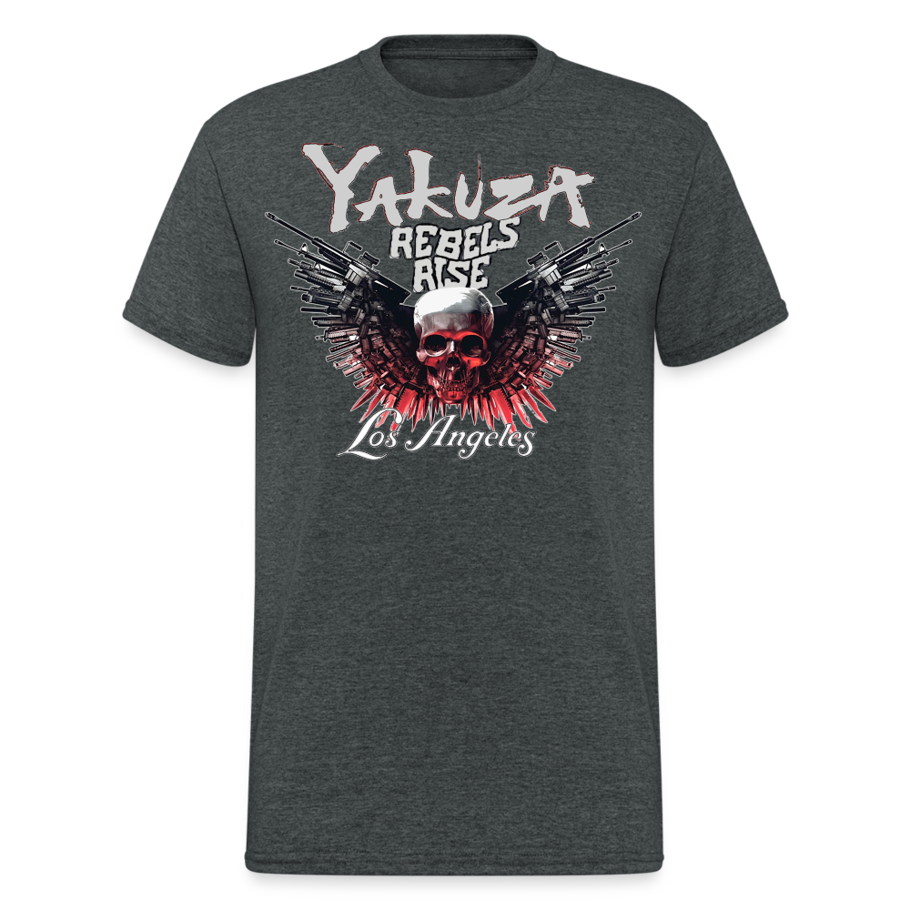 Herren Yakuza T-Shirt Rundhals Unisex Streetwear Gildan 100% Baumwolle - Dunkelgrau meliert