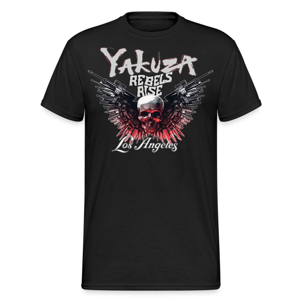 Herren Yakuza T-Shirt Rundhals Unisex Streetwear Gildan 100% Baumwolle - Schwarz