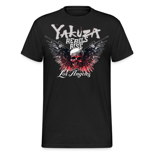 Herren Yakuza T-Shirt Rundhals Unisex Streetwear Gildan 100% Baumwolle - Schwarz