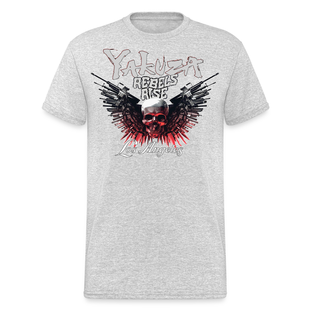 Herren Yakuza T-Shirt Rundhals Unisex Streetwear Gildan 100% Baumwolle - Grau meliert