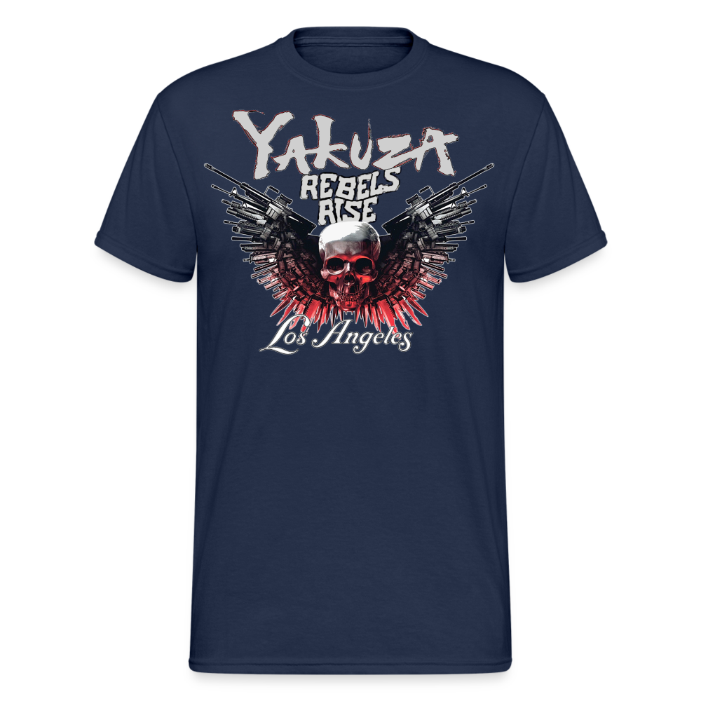 Herren Yakuza T-Shirt Rundhals Unisex Streetwear Gildan 100% Baumwolle - Navy