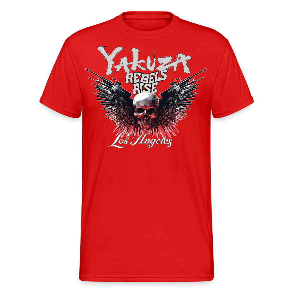 Herren Yakuza T-Shirt Rundhals Unisex Streetwear Gildan 100% Baumwolle - Rot