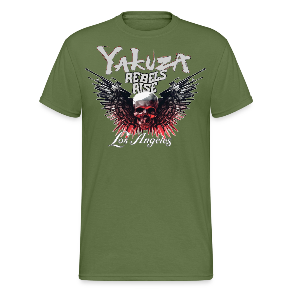 Herren Yakuza T-Shirt Rundhals Unisex Streetwear Gildan 100% Baumwolle - Militärgrün