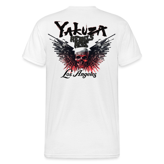 Herren Yakuza T-Shirt Rundhals Unisex Streetwear Gildan 100% Baumwolle - weiß