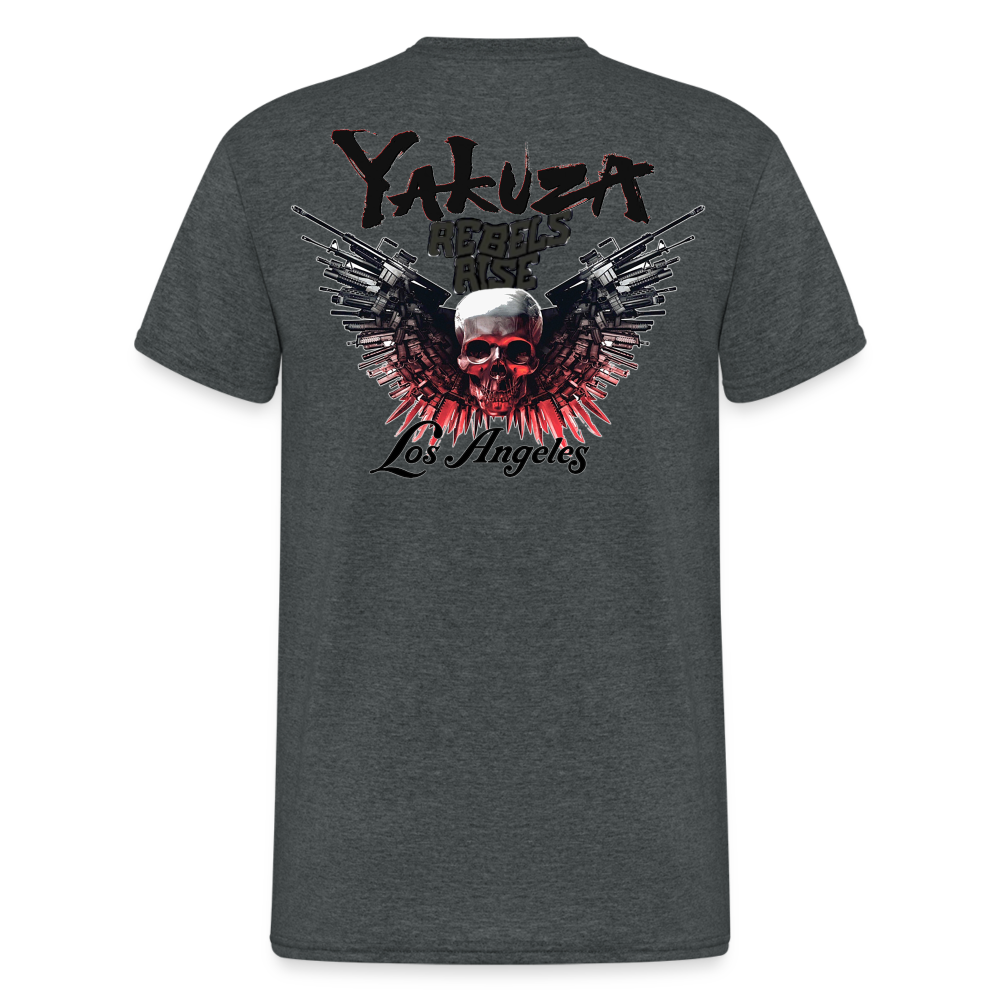 Herren Yakuza T-Shirt Rundhals Unisex Streetwear Gildan 100% Baumwolle - Dunkelgrau meliert