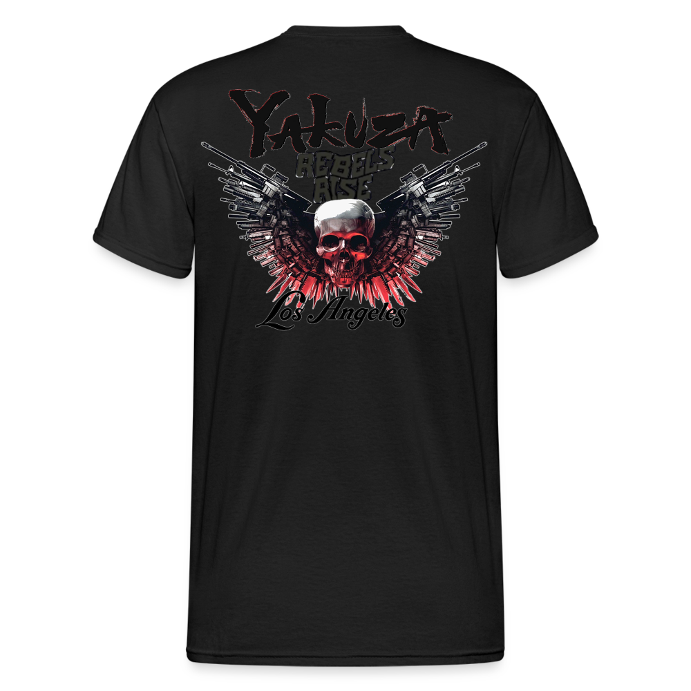 Herren Yakuza T-Shirt Rundhals Unisex Streetwear Gildan 100% Baumwolle - Schwarz