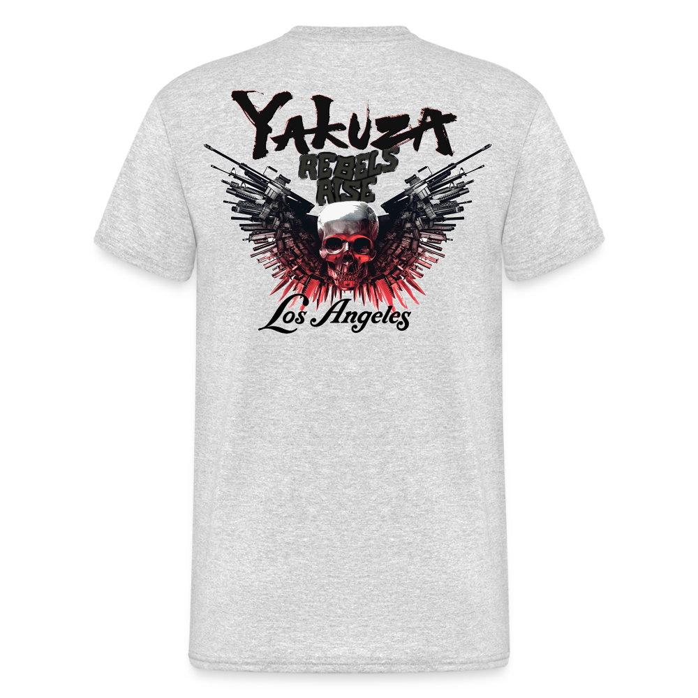 Herren Yakuza T-Shirt Rundhals Unisex Streetwear Gildan 100% Baumwolle - Grau meliert