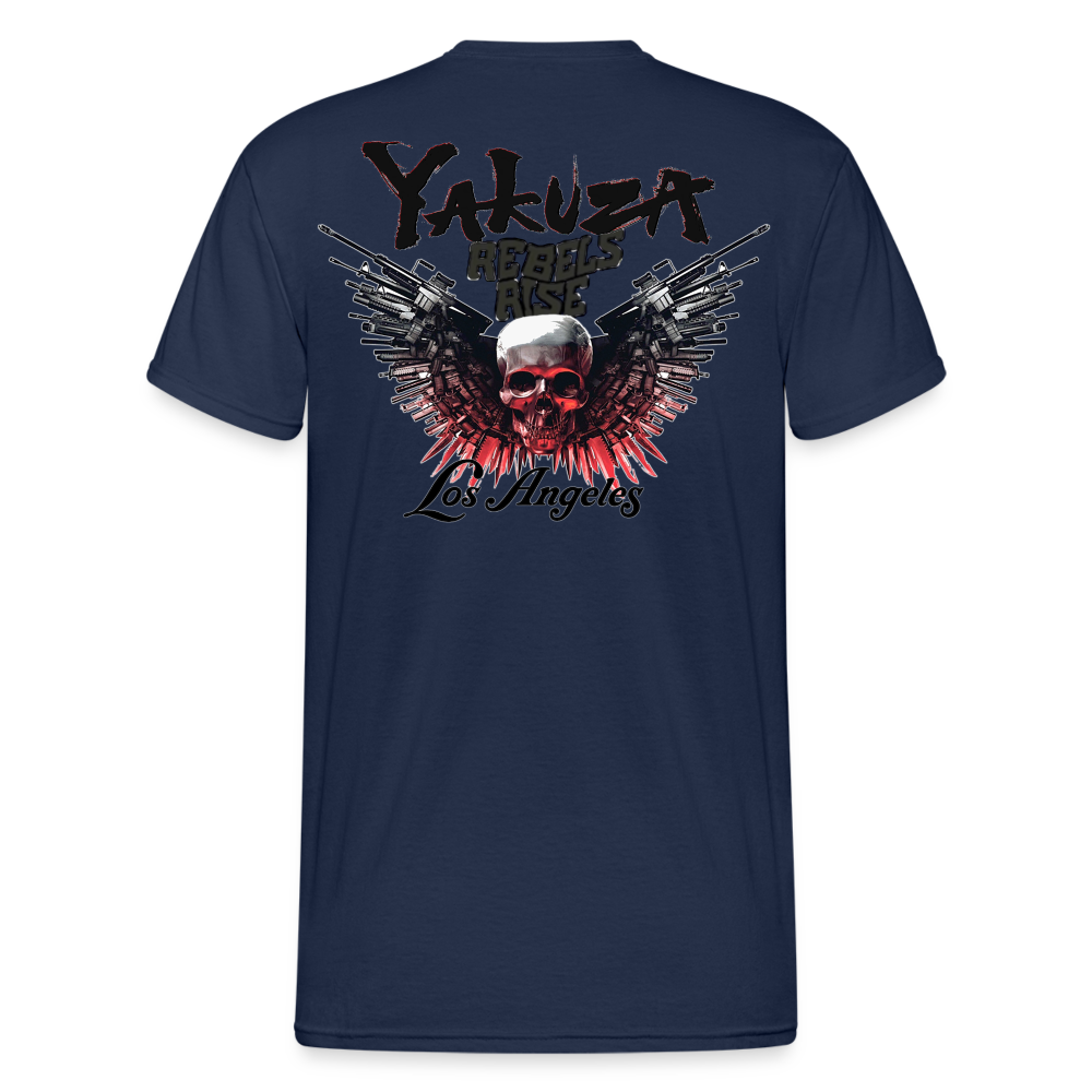 Herren Yakuza T-Shirt Rundhals Unisex Streetwear Gildan 100% Baumwolle - Navy