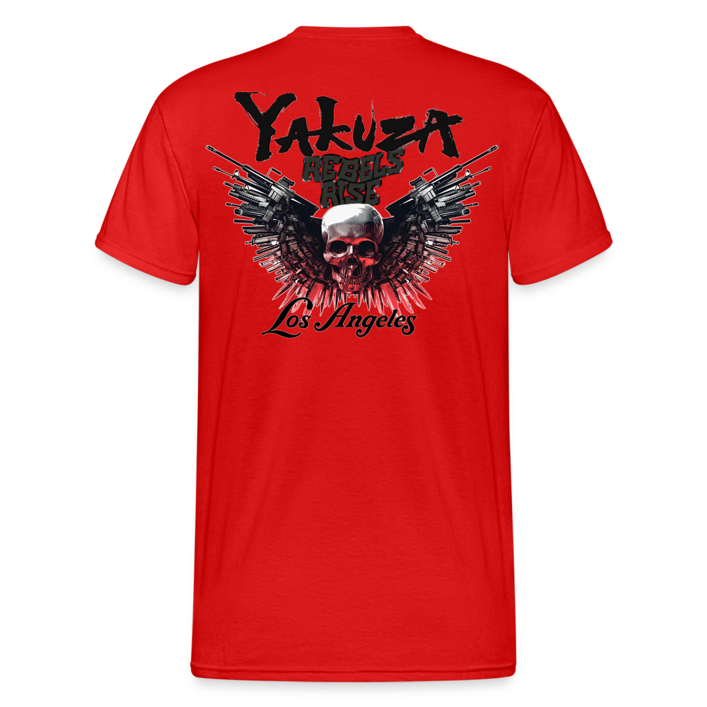 Herren Yakuza T-Shirt Rundhals Unisex Streetwear Gildan 100% Baumwolle - Rot