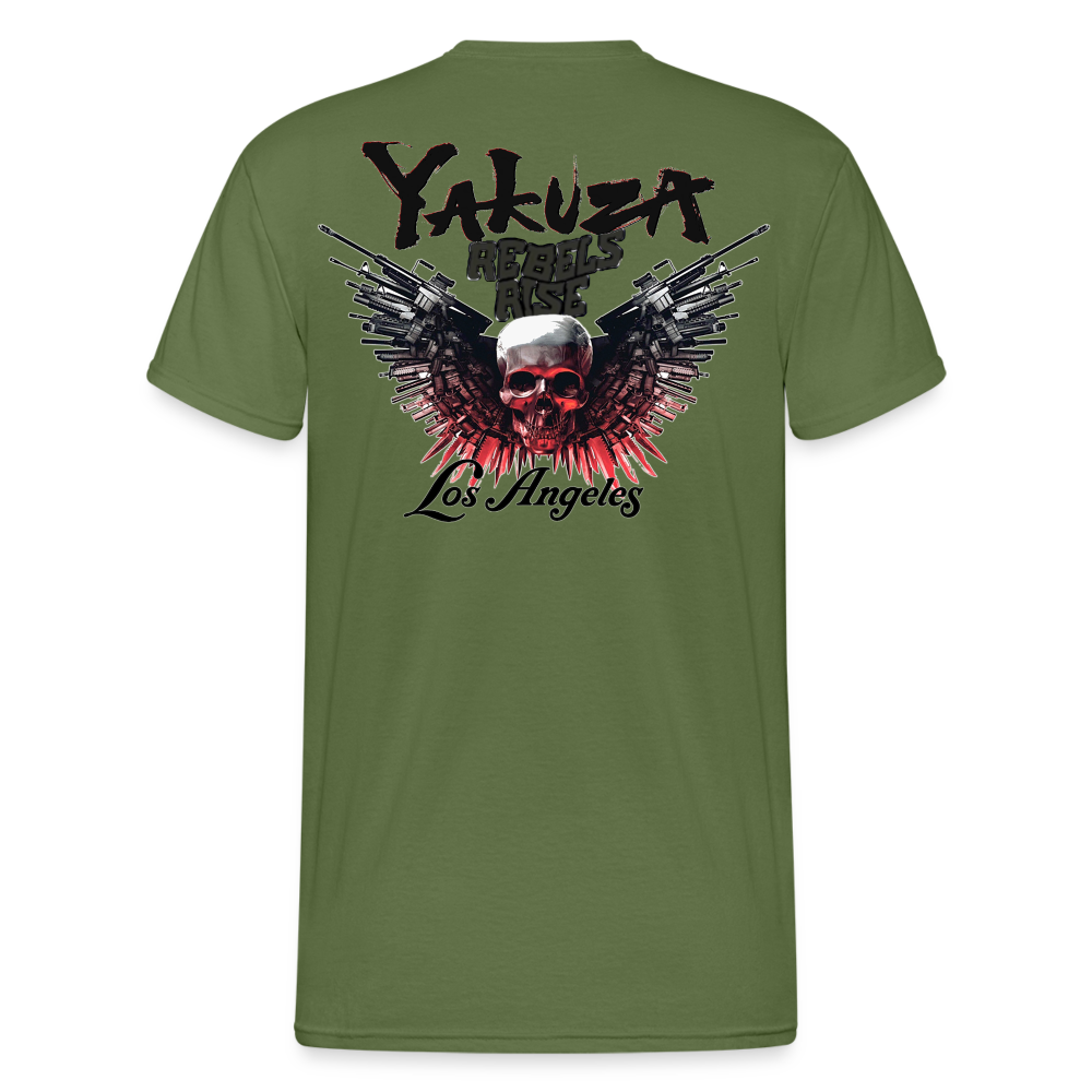 Herren Yakuza T-Shirt Rundhals Unisex Streetwear Gildan 100% Baumwolle - Militärgrün