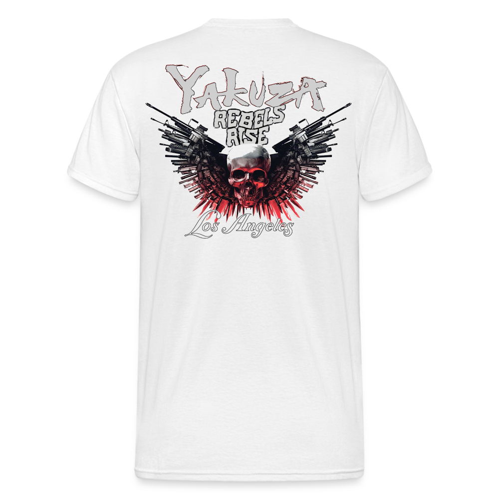 Herren Yakuza T-Shirt Rundhals Unisex Streetwear Gildan 100% Baumwolle - weiß