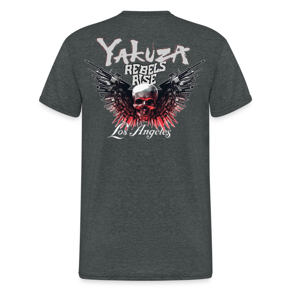 Herren Yakuza T-Shirt Rundhals Unisex Streetwear Gildan 100% Baumwolle - Dunkelgrau meliert
