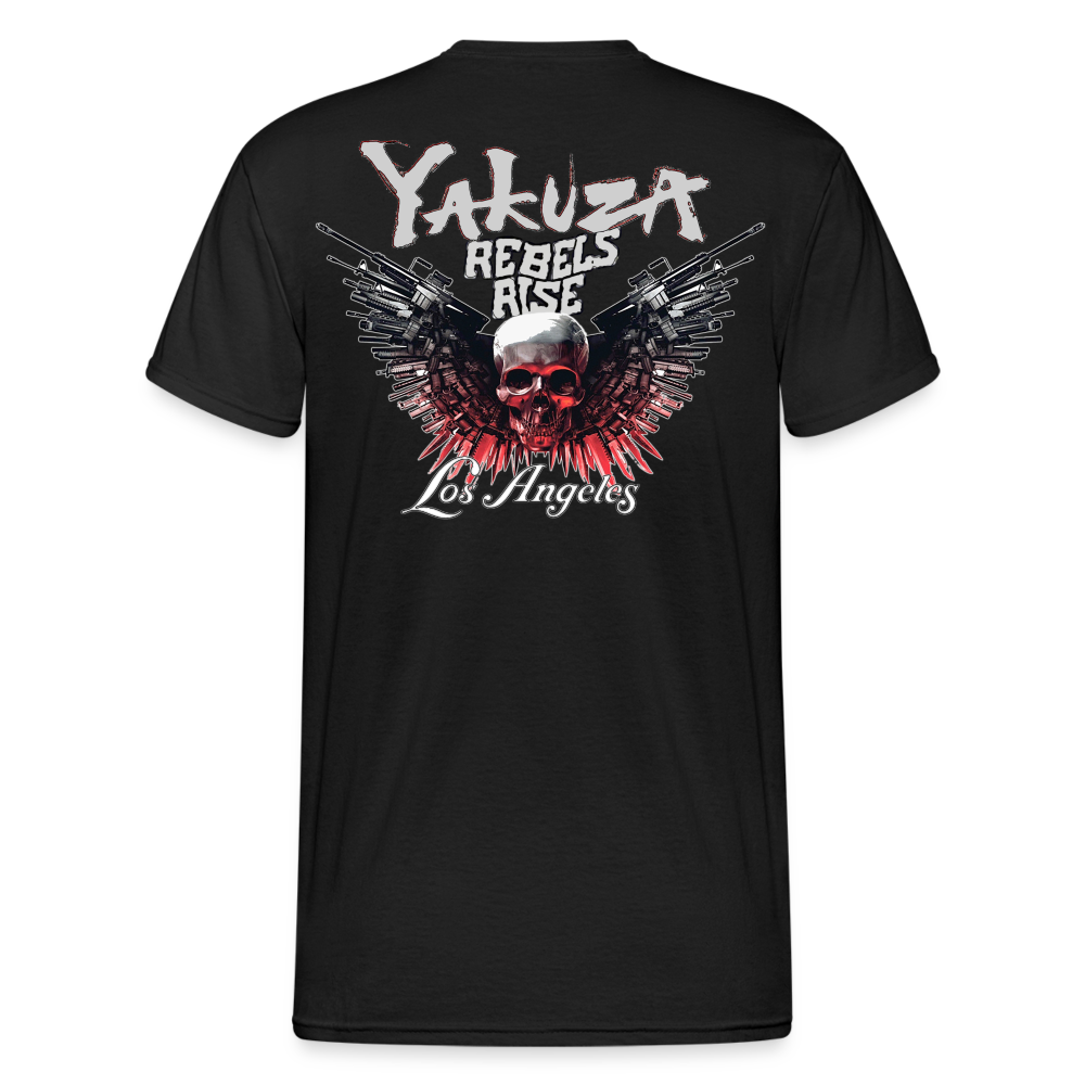 Herren Yakuza T-Shirt Rundhals Unisex Streetwear Gildan 100% Baumwolle - Schwarz