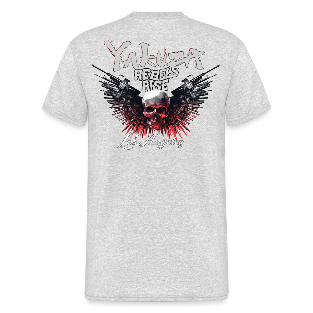 Herren Yakuza T-Shirt Rundhals Unisex Streetwear Gildan 100% Baumwolle - Grau meliert