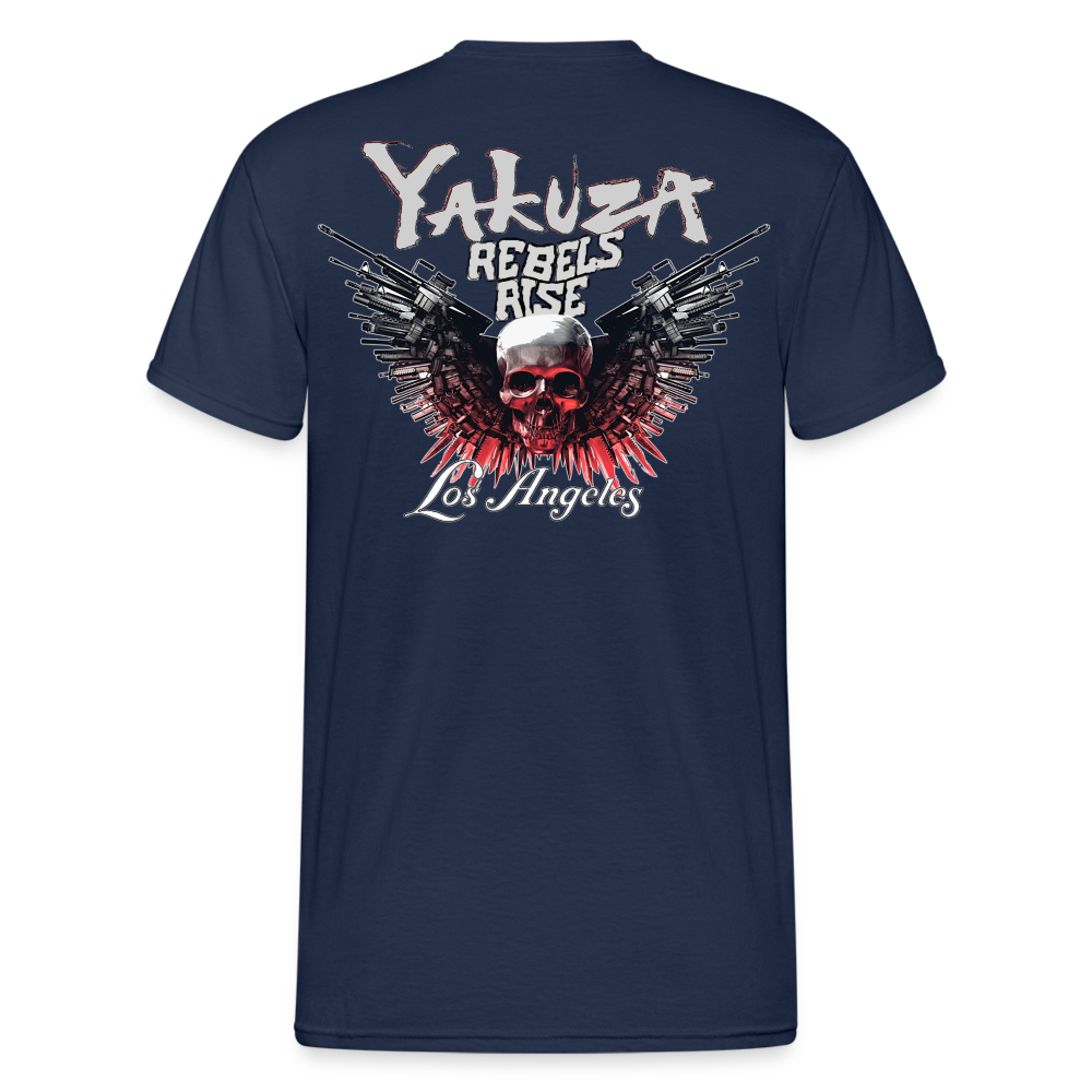 Herren Yakuza T-Shirt Rundhals Unisex Streetwear Gildan 100% Baumwolle - Navy