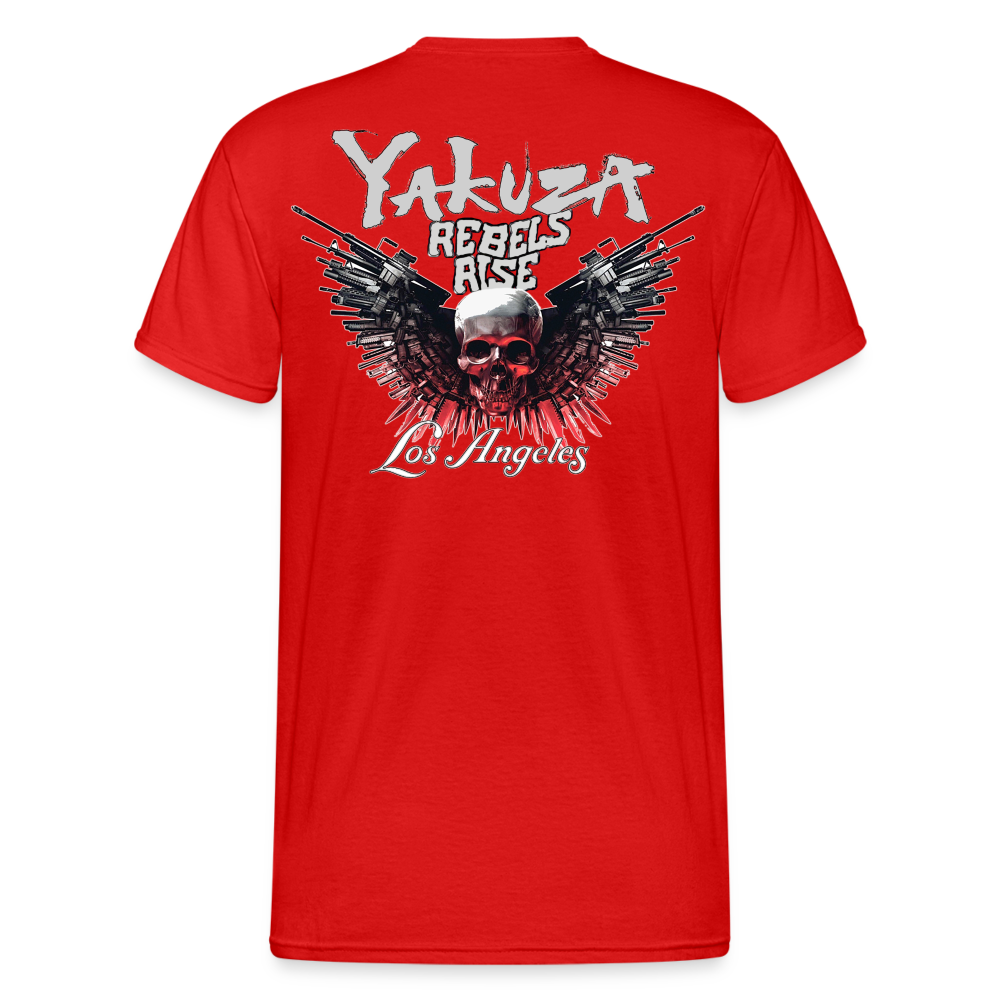 Herren Yakuza T-Shirt Rundhals Unisex Streetwear Gildan 100% Baumwolle - Rot